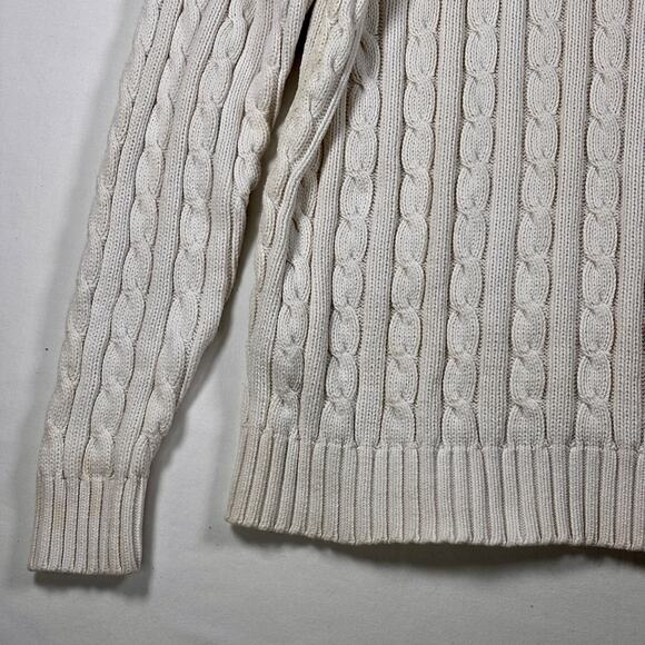 Vintage 1990s LAUREN Ralph Lauren White Cable Knit Sweater Green Label AS IS - Picture 5 of 16